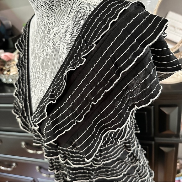 Max Studio Black White Ruffle Mini Dress Small Indie Sleaze Monochrome - Picture 4 of 16